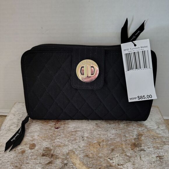 Vera Bradley Black Quilted Wallet - Picture 1 of 4